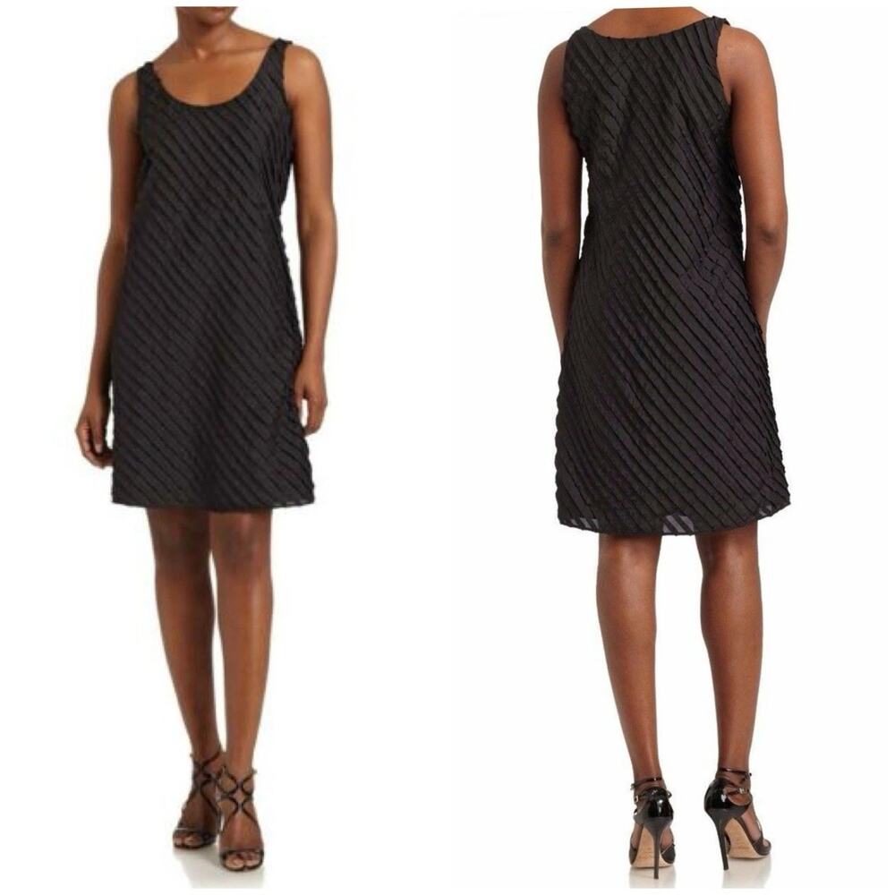 Eileen Fisher 100% silk black dress size 6 sleeveless, scoop neck & side zipper